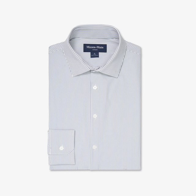 Leeward Dress Shirt - Dark Slate Banker Stripe