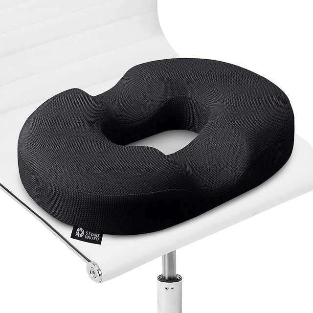 Donut Cushion Haemorrhoids Pillow – 100% Memory Foam Cushions with Non-Slip Bottom – Donut Ring to Sit On - Orthopedic Firm Seat for Home, Office, Wheelchair – Coccyx Pain Pressure Relief