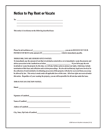 Adams® Notice To Pay Rent Or Quit