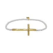 Faith Cross Mini Ball Stretch Bracelet