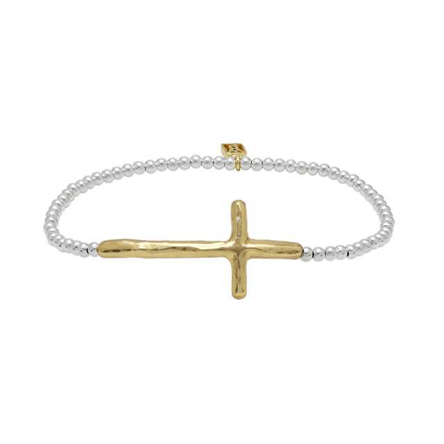 Faith Cross Mini Ball Stretch Bracelet