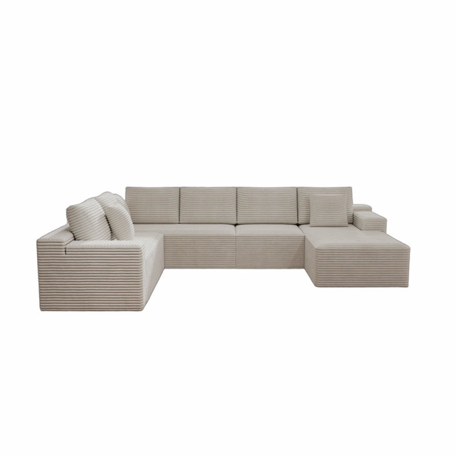 Flexo Corduroy Modular 6-Seat Sectional Couch with Lounge Chaise