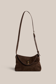 Sloane Mini Dark Chocolate Suede Crossbody Clutch
