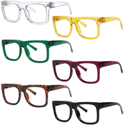 6 Pack 30% Blue Light Blocking Reading Glasses Oversize Metalless R2316-B15