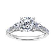 Lace Bridge Three Stone and Pave Diamond Engagement Ring in 14k White Gold (1/2 ct. t.w)