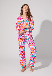 BedHead X Trina Turk Bubble Dots Long Sleeve Classic Stretch Jersey PJ Set