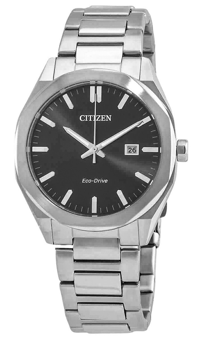 Citizen Eco-Drive Stainless Steel Black Dial BM7600-81E 100M Mens Watch