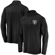 Las Vegas Raiders Fanatics Striated Primary Logo Raglan Quarter-Zip Pullover Jacket - Black