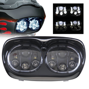 Harley '98-'13 Road Glide 5.75" 90W Chrome/Black Dual LED Headlight