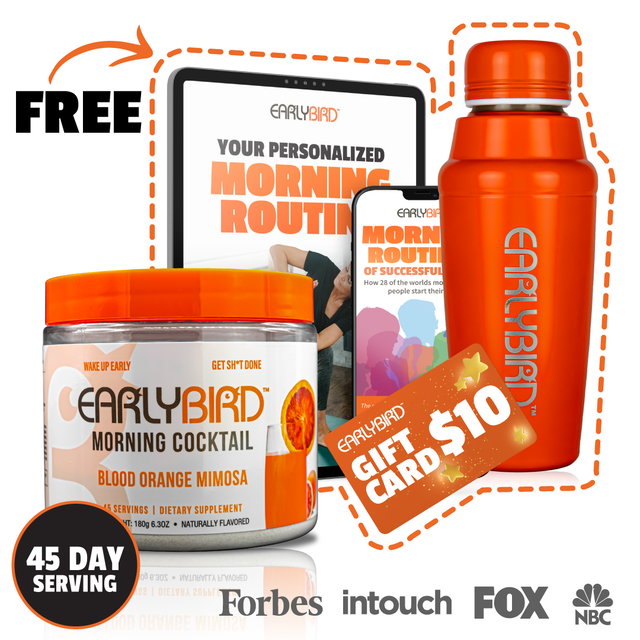 EarlyBird Morning Cocktail (Blood Orange Mimosa) w/ FREE Cocktail Shaker, Gift Card, Custom Morning Routine, E-Book