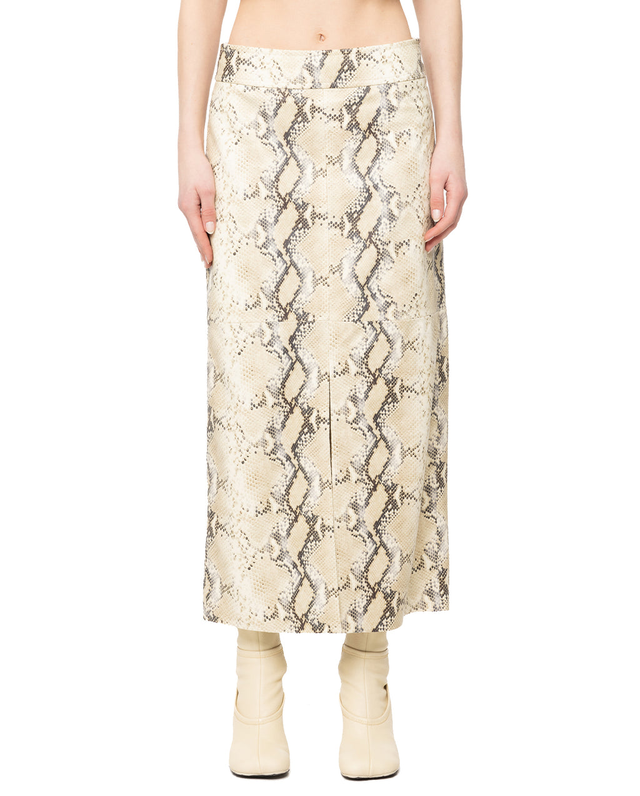 Python Embossed Midi Skirt - Beige