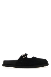 Black suede Maria Cazador slippers