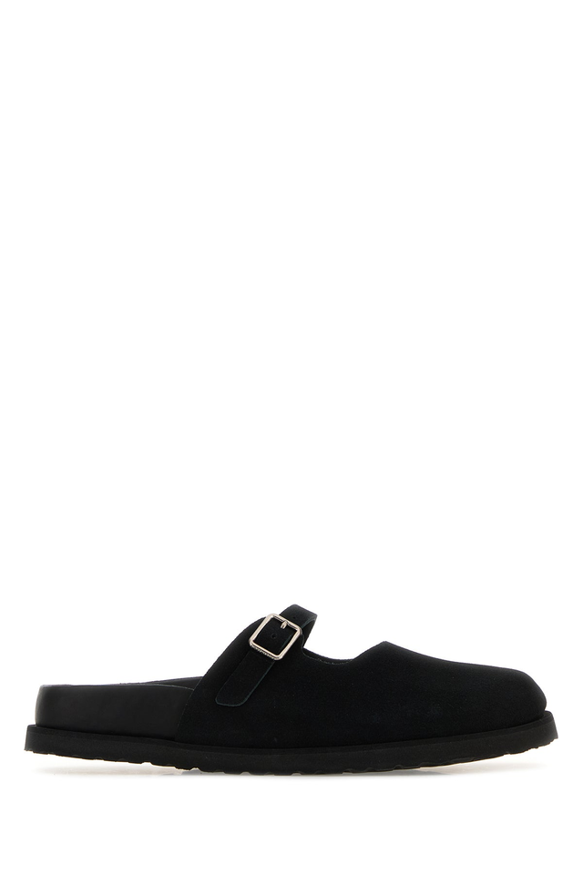 Black suede Maria Cazador slippers