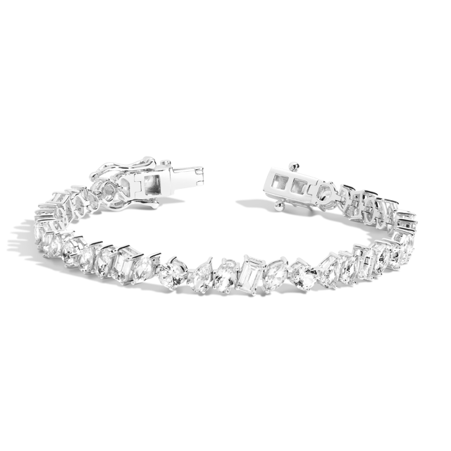 White Sapphire Mixed Shape Tennis Bracelet
