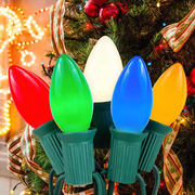 Couah Christmas Lights, 25Ft C9 Vintage Christmas String Lights with 27 Multicolor Ceramic Incandescent Bulbs, Hanging String Lights f