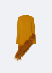 Crepe Asymmetric Feather Tunic