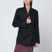 Navy blue double-breasted wool jacket