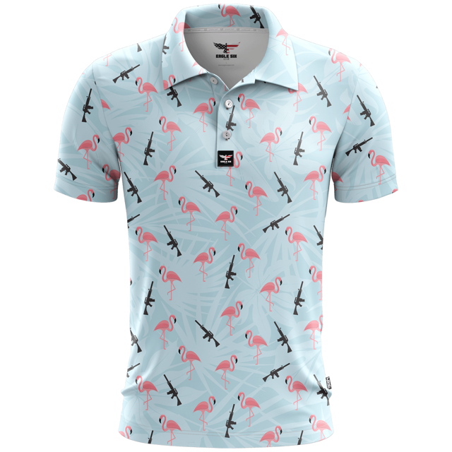 Armed Flamingos Golf Polo Shirt
