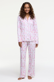 Sugarplum Lattice Long Sleeve Polo Pajamas