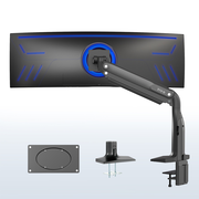 Pneumatic Arm Single Ultrawide Monitor Desk Mount - Up to 49" Screens