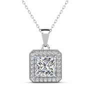 Ivy 18k White Gold Plated Princess Cut CZ Crystal Pendant Necklace