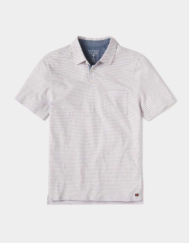 Vintage Slub Pocket Polo in Blue Stripe