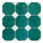 3D Green and White Geometric Peel and Stick Wall Tile
