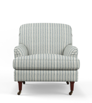Large Coleridge Armchair with Linen Fixed Cover - Perfect Navy Ticking Stripe