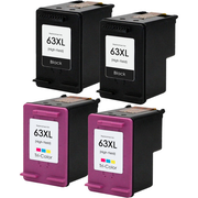 HP 63XL High-Yield Remanufactured Ink Value Pack 2 Black and 2 Color - 4 Pack