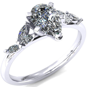 Sigrid Pear Moissanite 5 Prong Marquise Diamond Side Ring