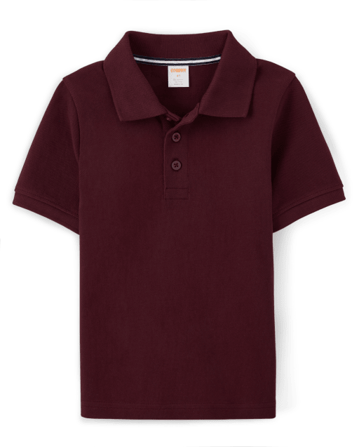 Boys Stain-Resistant Polo - Uniform - Burgundy