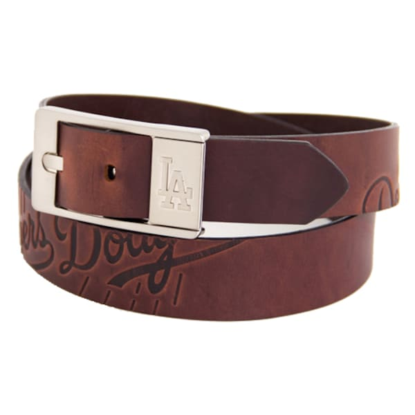 Men's Los Angeles Dodgers Brown Brandish Leather Belt