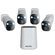 Expandable Wi-Fi Security Hub with 64GB microSD Card and 4 Wire Free 2K Deterrence Cameras