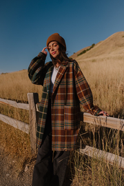 LALA ORIGINAL: Scorpio 2.0 Half + Half Oversized Coat in Pine + Brown