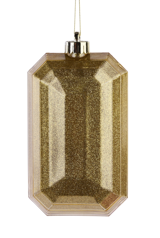 7 Inch L x 4 Inch W Glitter Rectangle Gem Ornament - Gold