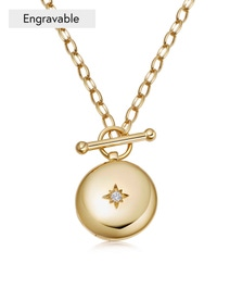 Gold Biography T-Bar Locket Necklace