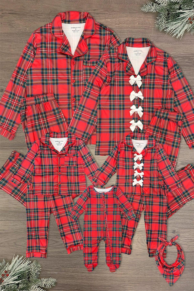 Red & Green Plaid Family Pajama Set - AND PET BANDANA!
