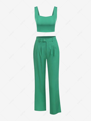 ZAFUL Back Zipper Cropped Square Two Piece Set