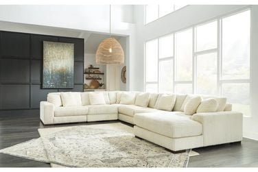 Lindyn 6-Piece Sectional with Chaise and Ottoman In Ivory