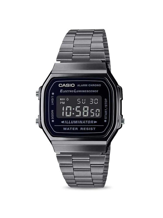 Casio Vintage A168WGG-1BDF Black Digital Dial Black Stainless Steel Band D182