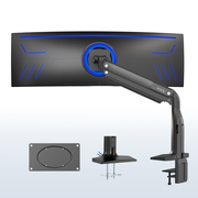 Pneumatic Arm Single Ultrawide Monitor Desk Mount with USB - Up to 49" Screens