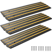 VEVOR Car Driveway Rubber Curb Ramp, 33069 lbs Load Capacity, 2.6 inch Rise Curbside Bridge Ramp with Yellow Reflective Strips, Suitable for Loading Dock, Warehouse, Garage, Sidewalk (3 Pack)