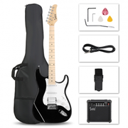 Glarry GST Electric Guitar HSS Pickups w/20W Amplifier Black White