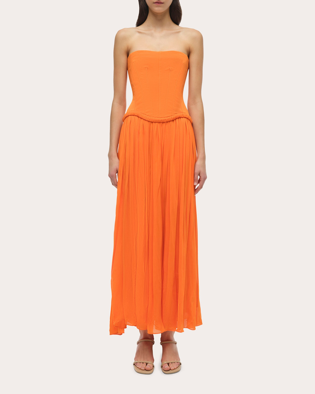 Adalys Sheer Jersey Combo Strapless Bustier Dress