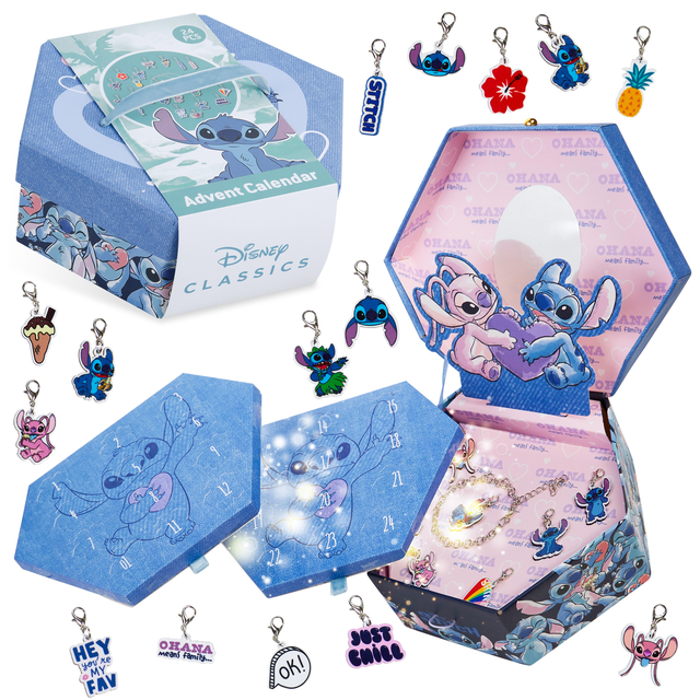 Disney Stitch Jewellery Advent Calendar 2024, Countdown Calendar for Girls (Blue Jewellery)