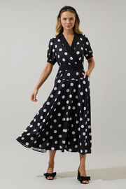 Darrah Polka Dot Fayen Wrap Maxi Dress
