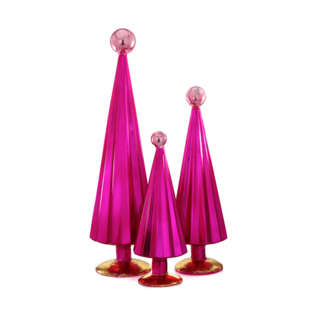 Pleated Trees - Fuchsia Pink Set of 3