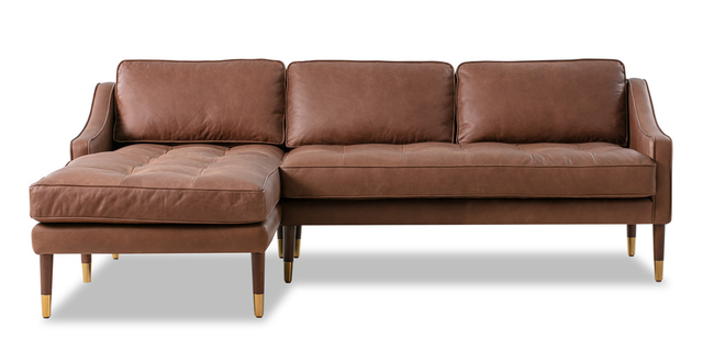 Brando 83" Leather Sofa Sectional Left, Milano Mocha
