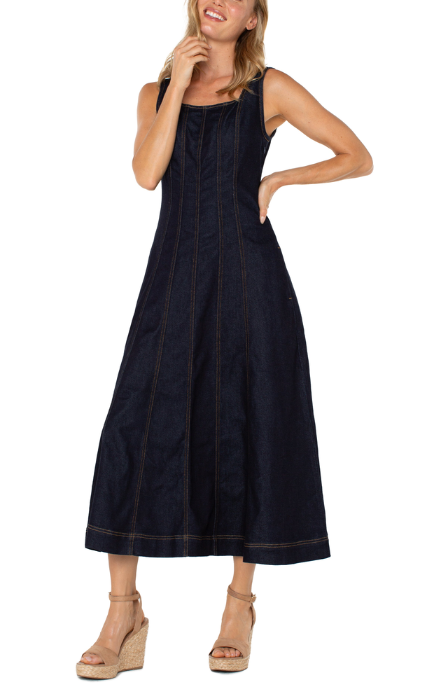 MIDI DRESS WITH SMOCKED BACK