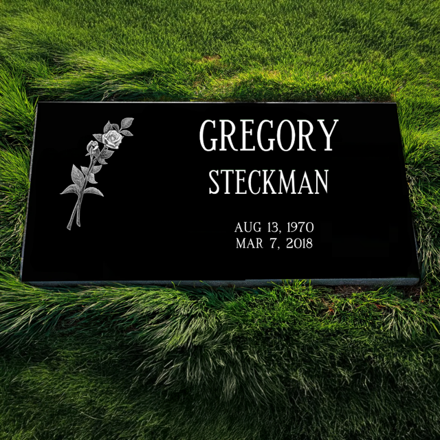 $199 Black Granite Headstone / 10" Long x 6" Wide x 2" Thick